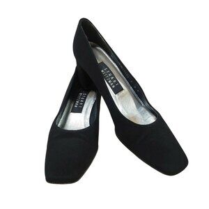 STUART WEITZMAN BLACK FABRIC BLOCK HEEL PUMPS 7 AA